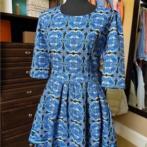Blue Floral Patterned Dress